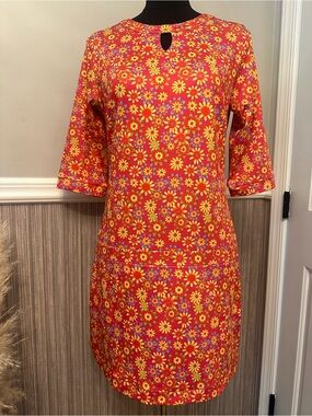 Erma's Closet Floral Dress XS Retro 60s 70s Mod Daisy Print Shift Mini